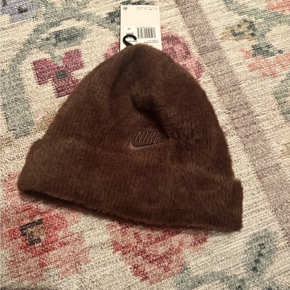 Nike Dark Brown Fuzzy Beanie